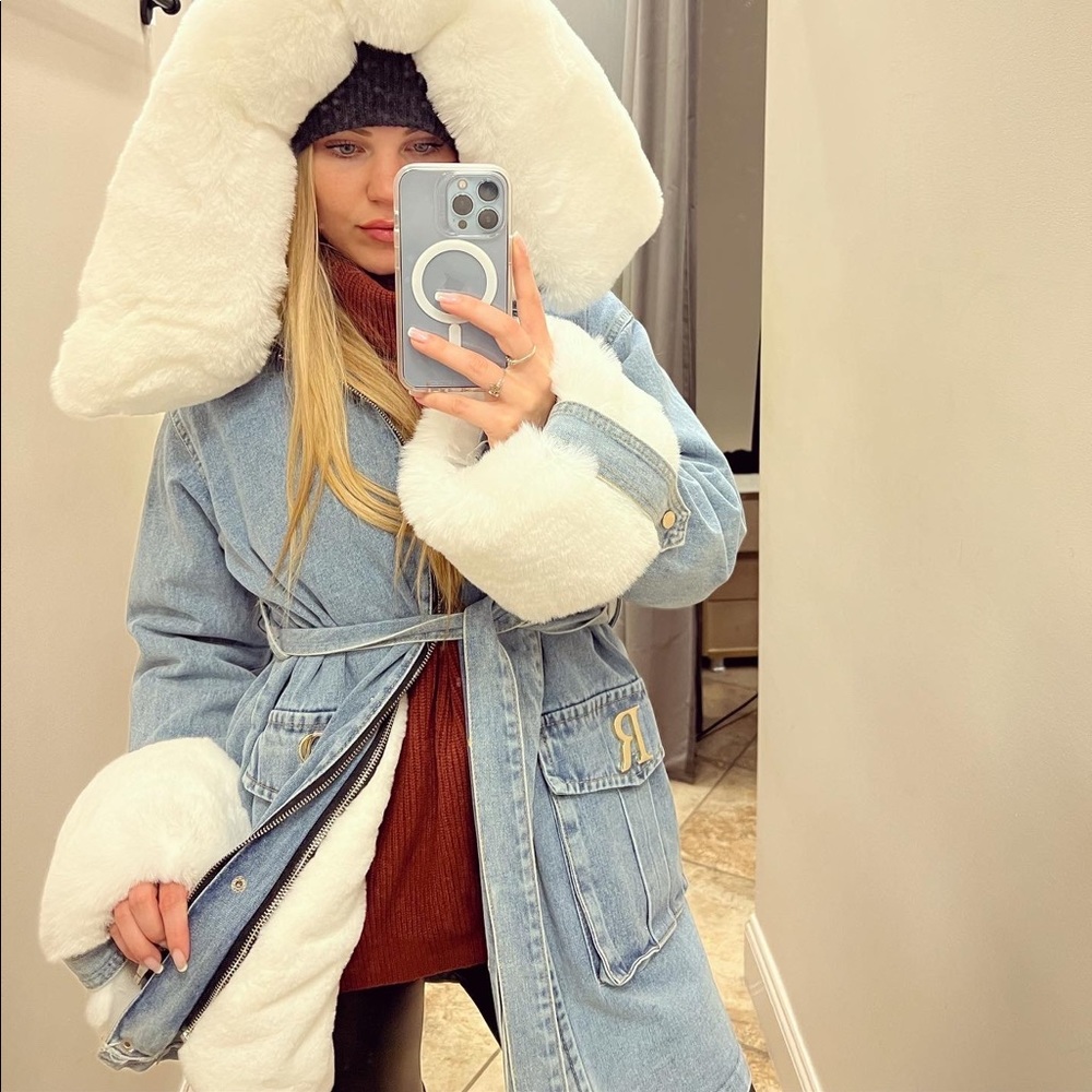 Beautiful faux and denim coat. BEST SELLER 🚨